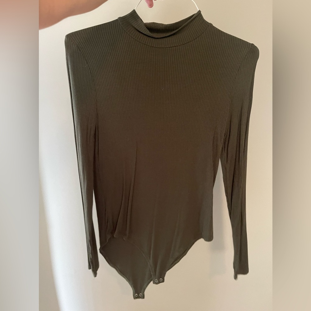 Olive Green Turtleneck Bodysuit
